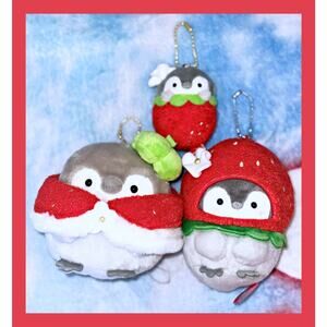 Japan Koupen-chan Strawberry Ichigo Doll Plush Mascot Toy Keychain Penguin Lot